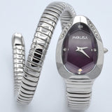 High Quality Gold Diamond Set Snake Shaped Dress Watch Bangle Unique Brand Watch