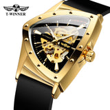 Top Brand Casual Sport Automatic Mechanical Men's Watches Triangle Silicone Strap Skeleton Hollow Racing Wristwatch