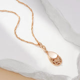 New Fashion 14K Rolled Rose Gold Glossy Owl Pattern Carving Shape Necklace For Women - Retro Fine Jewellery