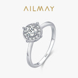 Fashion Sterling Silver Sparkling Round Clear AAAA Lab Created Diamond Charm Ring