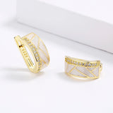 Classic White Fashion Handmade Enamel 18KGP Earrings with AAA Zircon Diamonds