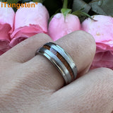 Different Wods Inlay Stepped Unique Brushed Finish Tungsten Wedding Rings