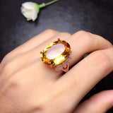 Excellent 10 Carat Natural Citrine Big Ring - 925 Silver Sterling Silver Luxury Jewellery for Women - The Jewellery Supermarket