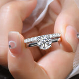 2.0CT VVS1 D Colour Moissanite Diamonds Bridal Set Solitaire Silver Stackable Ring