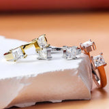Certified 1Carat D Colour VVS1 Princess Cut Moissanite Diamonds Rings - 925 Silver Wedding Engagement Fine Jewellery