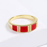 Classic 18 KGP Red Drip Simple Handmade Enamel Party Ring Wedding Jewellery