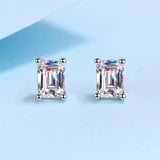 Classic 0.5-2CT Emerald Cut Rectangle Moissanite Diamonds Earrings - Sterling Silver Fine Jewellery For Men and Women