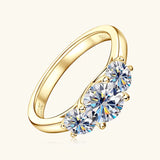 Three Stones 2cttw. VVS1 D-E Moissanite Diamond 14KGP 925 Silver Wedding Ring
