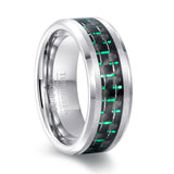 New Chamfered Inlaid Carbon Fiber 8mm Tungsten Couples Rings for Women Men