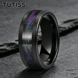 Flowing Sand/Green Grass Agate Inlay High Polished Dome 8mm Tungsten Carbide Rings
