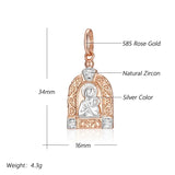 Excellent 14K Filled Rose Gold Virgin Mary Mixed Color Luxury Mother Of God Necklace with AAA Zircon Diamond