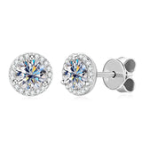 Sparkling 0.5-1-2 Carat Moissanite Diamonds Unisex Silver Stud Earrings