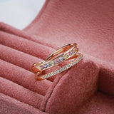 Captivating Rolled 14K Rose Gold AAA Zircon Diamonds Stackable Band Ring - Fashion High Quality Daily Jewellery