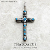 Beautiful Blue Stone Pendant Cross, Brand New Pure 925 Sterling Silver Turquoise Faith Gift For Women and Men - The Jewellery Supermarket
