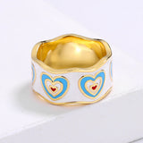 New Creative Colourful Handmade Enamel Heart Shape Cute Romantic Ring