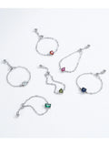 Fashion Silver 12 Month Birthday AAAA Lab Created Diamond Adjustable Chain Rings