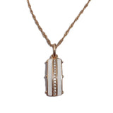 14K Filled Gold White Enamel  AAA Zircon Diamonds Full Paved Glossy Pendant Necklace