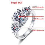 Outstanding 4ct 3 Stone Moissanite Diamonds Rings for Women 18KGP Wedding Engagement S925 Silver Bridal Jewellery