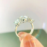 Superb 3-Stone D Colour VVS1 Round 2.0ctw Moissanite Diamonds Silver Wedding Ring