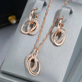 Fashion Double Hoop 14K Rolled Rose Gold AAA Zircon Diamonds Trending Earrings For Women