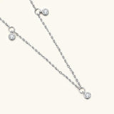 New Arrival Silver Jewellery Set 2.5mm Round Moissanite Diamonds Necklace Choker & Long Drop Dangle Earrings Set - The Jewellery Supermarket