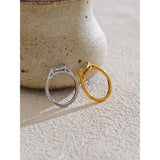 18K Gold Stainless Steel Shiny AAA Cubic Zirconia Casting Ring for Women Fine Jewellery