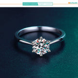 Classic 1/2/3ct VVS1 D Colour Moissanite Diamond Solitaire Rings for Women Silver Engagement Wedding Jewellery