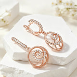 14K Gold Filled Flower DEsign Shiny AAA Zircon Diamonds Dangle Fine Jewellery Earrings