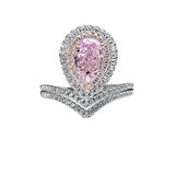 Admirable Queen Pear Shaped Cherry Blossom Pink High Quality AAAAA High Carbon Diamonds Ring - Versatile Jewellery - The Jewellery Supermarket