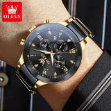 Fashion Luxury Moon Phase Chronograph New Quartz Watches for Men - Ceramic Strap Waterproof Luminous Men's Watches