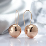 14 Karat Rolled Gold Big Glossy Ball Drop Simple Trendy Dangle One Touch Earrings