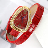 Luxury Roman Numerals Dial Classic Leather Snake Design Bangle Ladies&nbsp; Quartz Watch - Ideal Gifts