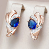 14 Karat Gold Filled Fashion Blue AAA Zircon Diamonds Vintage Jewellery Drop Earrings