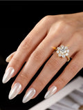 Sparkling VVS1 D Colour 1 Carat Moissanite Diamond Sun Flower Design Luxury Ring