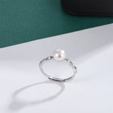 Elegant Sterling Silver Natural Freshwater Pearl AAA Zircon Diamonds Ring