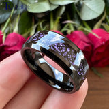Red Opal Dragon Inlay Superior 8MM Mens Womens TungstenEngagement Wedding Rings