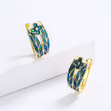 Cyan Irregular Flower Design Elegant Handmade Enamel Stud Fashion Earrings