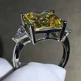 Outstanding 18KGP Princess Cut 6CT VVS Lab Grown Fancy Yellow Sapphire Faceted Gemstone Big Ring , Luxury Jewellery  - The Jewellery Supermarket