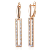 14K Filled Gold Long AAA Zircon Diamonds Glossy Hollow Vintage Drop Earrings Jewellery