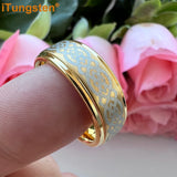New Stepped Edges Laser Engraved Comfort Fit Men Women Tungsten Wedding Ring