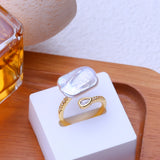 Freshwater Big Baroque Pearl Wrap Pear Cut AAA Zircon Diamond Gold Colour Ring