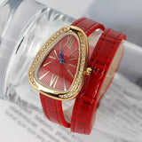 Luxury Roman Numerals Dial Classic Leather Snake Design Bangle Ladies&nbsp; Quartz Watch - Ideal Gifts