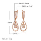 14K Gold Filled Vintage AAA White Zircon Water Drop Geometric Long Elegant Earrings