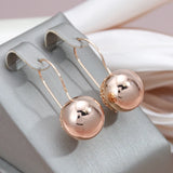 14 Karat Rolled Gold Big Glossy Ball Drop Simple Trendy Dangle One Touch Earrings