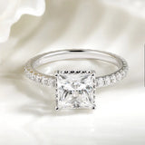 2.6cttw Princess Cut VVS1 D Colour Solitaire Moissanite Diamond Silver Engagement Ring