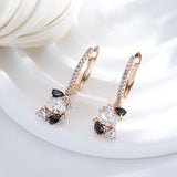 Luxury Party Jewellery Full Geometric 14K Filled Rose Gold Black White AAA Zircon Crystals Earrings for Women