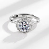Fashionable Design Sense of Light Luxury  Moissanite Diamond 1 Carat Stars and Moon Silver Ring - Niche Jewellery