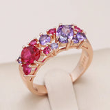 14 Karat Filled Gold New Vintage Purple AAA Zircon Crystals Ethnic Rings Elegant Jewellery