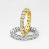 Sparkling 2.2cttw 3mm D Colour Moissanite Diamonds Full Eternity Rings - 18K Gold 925 Silver Plated Wedding Rings