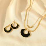 Fashion Stainless Steel Black Geometric Necklace Earrings Luxury Waterproof Jewellery Sets - Trendy New Gifts - The Jewellery Supermarket